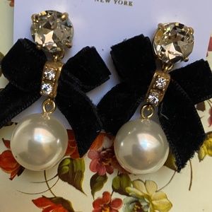 J. Crew Festive Bow Pearl Earrings